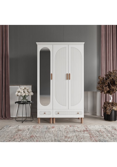 Beenal Furkan Gardırop 3 Kapaklı Dolap 120cm Beyaz-beyaz