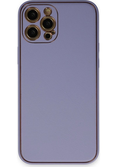 Newface Apple iPhone Uyumlu 12 Pro Max Kılıf Coco Deri Silikon Kapak - Glblseme - 85 Açık Lila