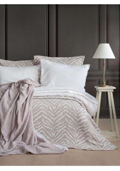 Apricitas Home Timeless Prime Set Londa Bej Çift Kişilik Battaniyeli Ve Yatak Örtülü %100 Pamuk N.takm