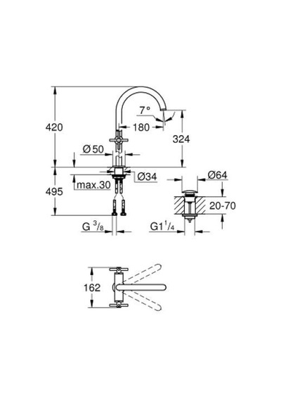 Grohe Atrio Lavabo Bataryası, 1/2" XL-Boyut - 21149DC0 Antrasit