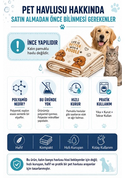 Kedi & Köpek Kurulama Havluları Chihuahua Hızlı Kuruyan 50x100cm