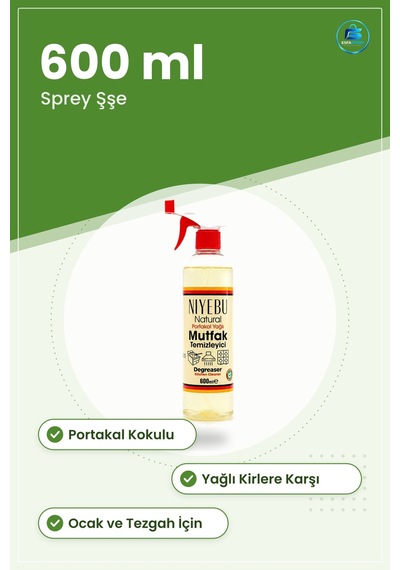 Portakal Kokulu Yağ Çözücü Mutfak Yüzey Temizleyici 600ml Sprey O Tekli