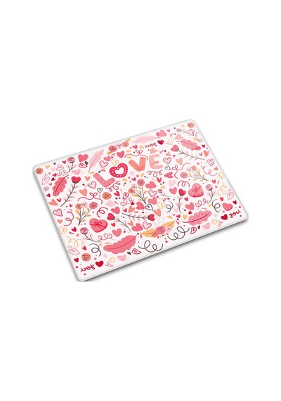 Decorita Cam Kesme Tahtası | Love - Renkli | 30cm x 40cm