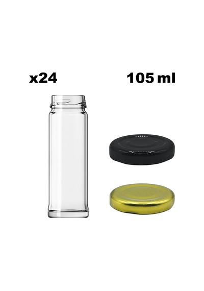 Afracam 105 Ml Metal Kapaklı Şeffaf Tuzluk Cam Kavanoz 24 Adet Siyah