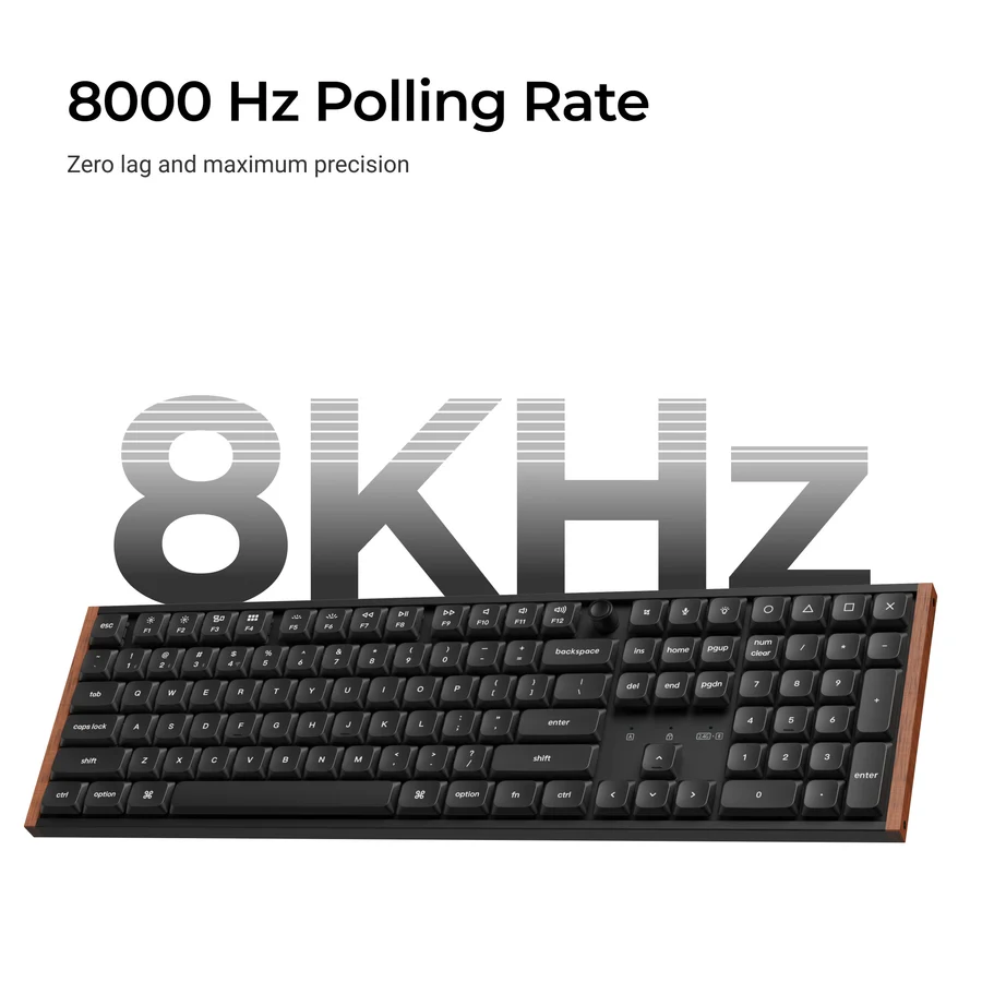 Keychron K5 Ultra 8k Süt Pom Kahverengi Switch 2.4 Ghz 370 Saate Kadar Pil Ömrlü Kablosuz Özel Mekanik Klavye K5u-h3p-tr Siyah