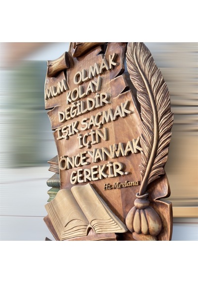 Ahşap Pano Mevlana Özlü Söz