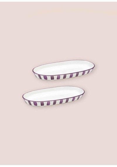 The Mia Joy Oval Servis 2li Set Mor 11x21x3 Cm Mor