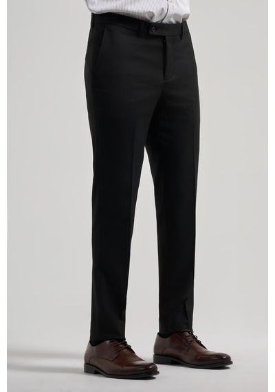 İmza Siyah Esnek Yandan Cepli Slim Fit Classic Pantolon 1003250160 Siyah