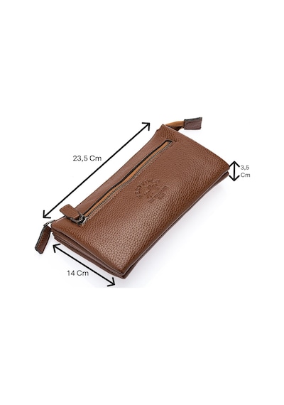Westpolo Vegan Deri Şık Ve Fonksiyonel Bilek Tutamaçlı Unisex El Çantası - 5019 Taba