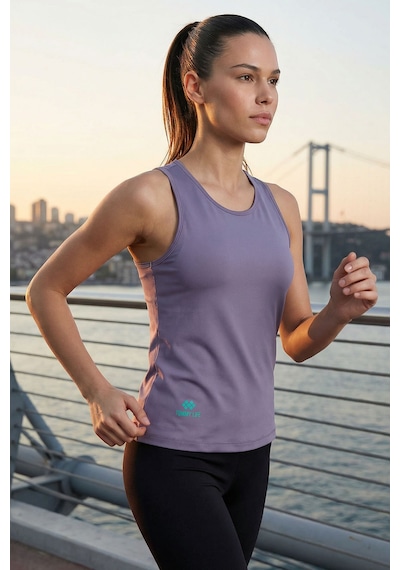 Tommy Life Eflatun Standart Fit Çapraz Sırt Detaylı Kadın Spor Atlet - 97296