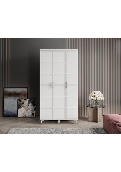 GuneyStore Milano 3 Kapaklı Komple Mdf Beyaz Gardırop