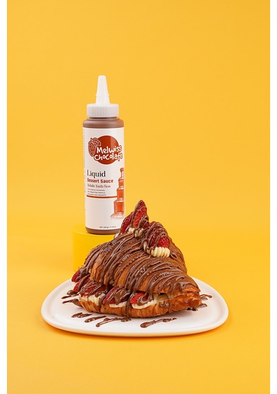 Melwiss Chocolate Fondü Şelale Tatlı Sos 330 G - Waffle & Krep & Pankek & San Sebastian Sosu X 4 Adet
