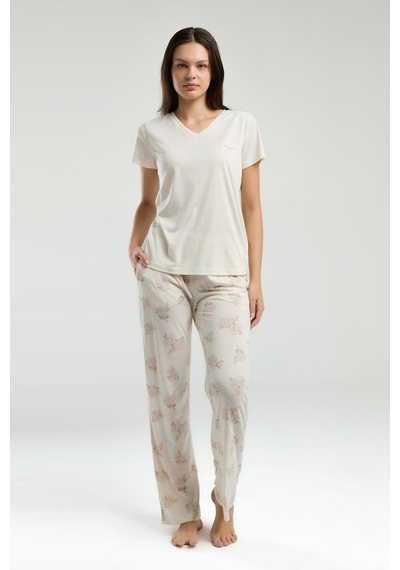 Pierre Cardin Kadın Beyaz Pijama Takımı Pc9006-s-v1 Beyaz