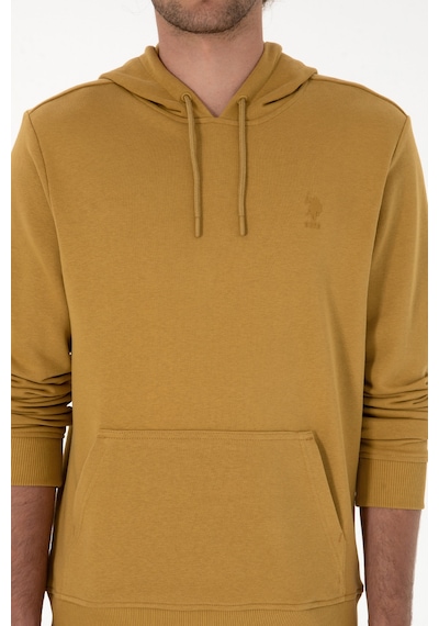 U.S. Polo Assn. Erkek Regular Fit Kapüşonlu Hardal Basic Sweatshirt 50313720-VR151
