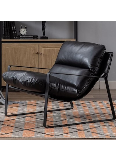 Sller Portatif Metal İskeletli Berjer, Modern Metal İskeletli Portatif Tekli Koltuk Zarif Siyah