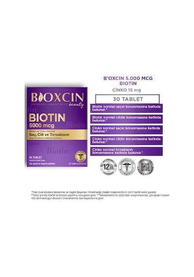 Bioxcin Biotin 5000 Mcg 30 Tablet 2 Adet