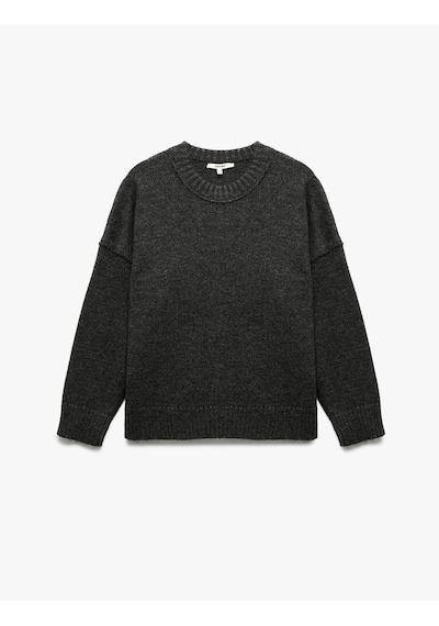 Koton Uzun Kollu Bisiklet Yaka Triko Oversize Kazak Antrasit 6wak90177ht Antrasit