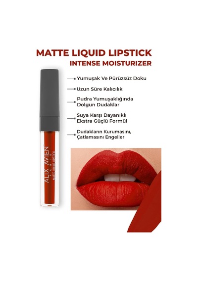 Uzun Süre Kalıcı Kadifemsi Kuruma Yapmayan Mat Likit Ruj - Matte Liquid Lipstick 522 Wine Red Çok Renkli