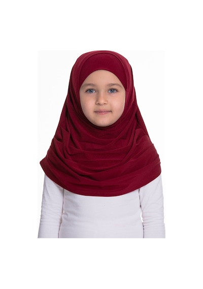 Hürrem Bone Bordo Pratik Hazır Geçmeli Çocuk Tesettür Bone Sandy Kumaş Kendin Bordo