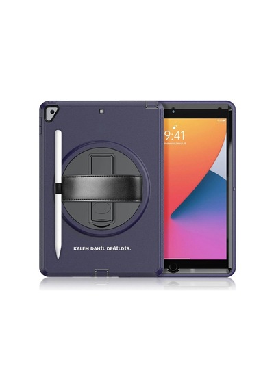Apple İpad 10.2 7.nesil Kılıf Hand Strap Tablet Kılıfı - Lacivert