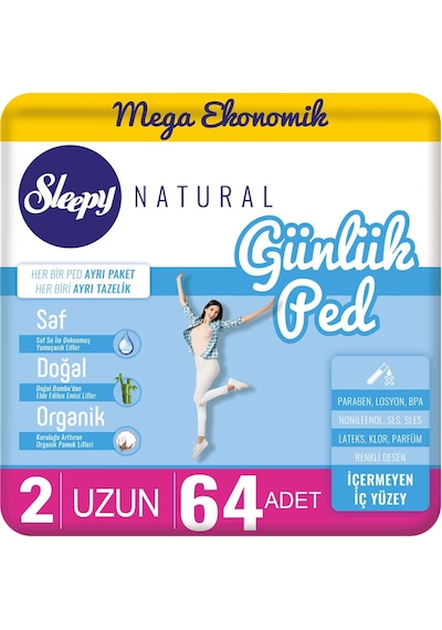 Sleepy Mega Paket Uzun Günlük Ped 64'lü