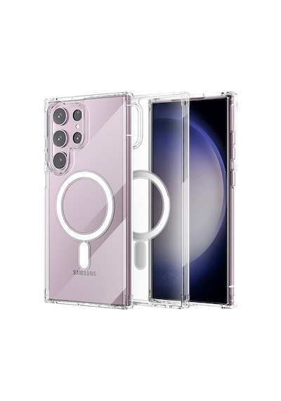 Samsung Galaxy  Uyumlu,  S23 Ultra Kılıf Magneticsafe Şeffaf Silikon - Şeffaf