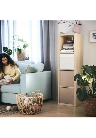 Ikea Kallax Açık Raf Ünitesi, Ağartılmış Meşe Görünümlü 42x147 Cm Meşe