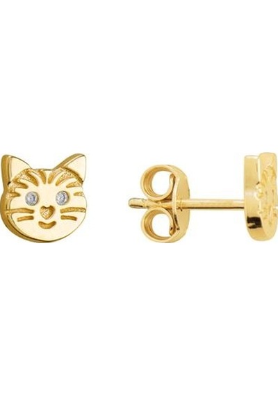 Goldkupe 14 Ayar Altın Sade Kedi Küpe 1,19 Gr-1392