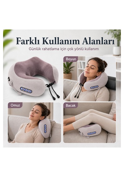 Şarjlı U Tipi Boyun Masaj Aleti Isı Ve Titreşim Özellikli Omuz Bacak Masaj Yastığı