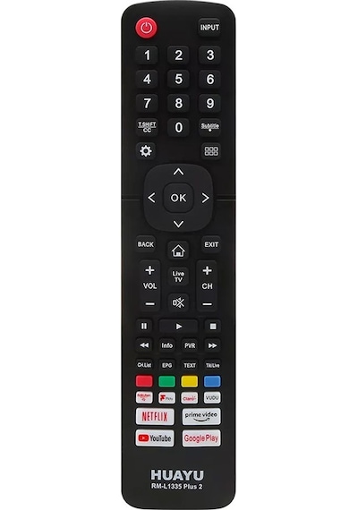 HUAYU RM-L1335 PLUS2 HISENSE NETFLIX-PRIME-YOUTUBE-RAKUTEN-GOOGLE PLAY-VUDU TUŞLU LCD LED TV KUMANDASI