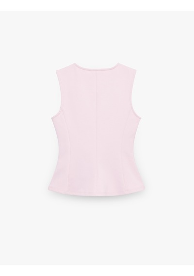 Koton Pamuklu Slim Fit Kolsuz Bisiklet Yaka Bluz Pembe 6sal30006ık Gül