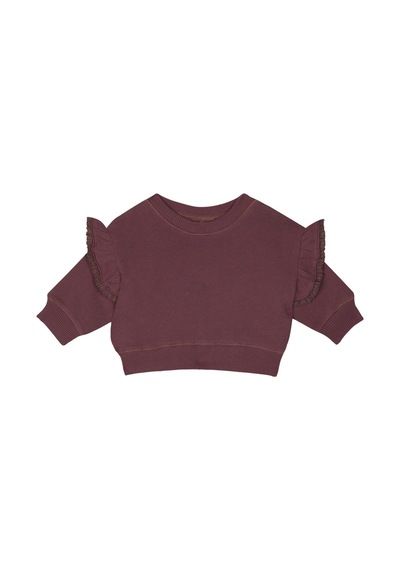 Antebies Organik Gots Sertifikalı Bordo, Dantel Detaylı, Uzun Kollu Bebek Sweatshirtü