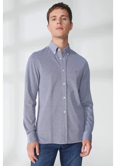 Tommy Hilfiger Regular Fit Düğmeli Yaka Mavi Erkek Gömlek Mavi