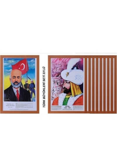 Türk Büyükleri Posterleri Seti - Mdf Çerçeve 23'lü Set Çok Renkli