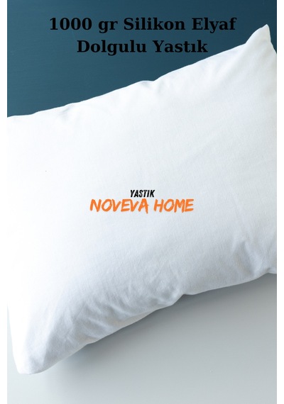 Noveva Premium 1. Kalite Silikon Elyaf Dolgulu Yastık %100 Pamuklu Dış Kumaşlı Yastık 1000 Gr Beyaz