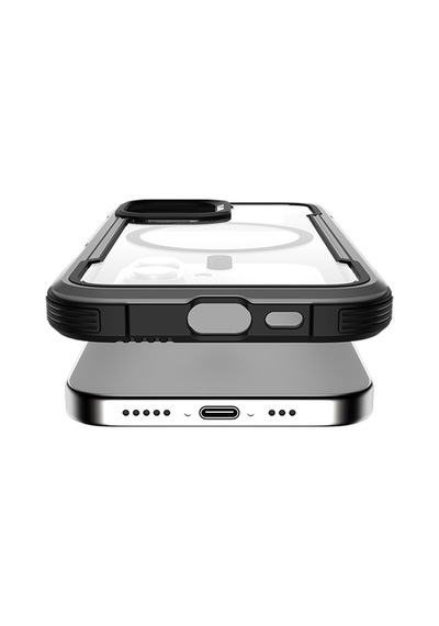 Apple Uyumlu iPhone 16 Kılıf Magsafe Şarj Özellikli Airbagli Raptic Shield Serisi Şeffaf Arka Yüzey Kapak Siyah
