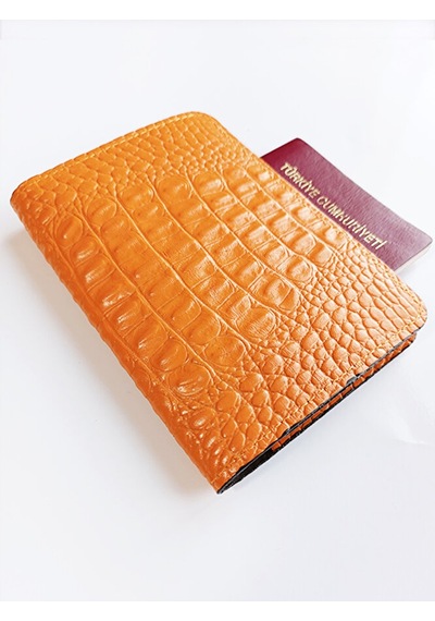 Vip Gift Hakiki Deri Pasaport Kılıfı Pasaportluk Turuncu
