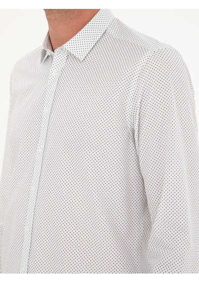 Cacharel Lacivert Slim Fit Uzun Kollu Gömlek