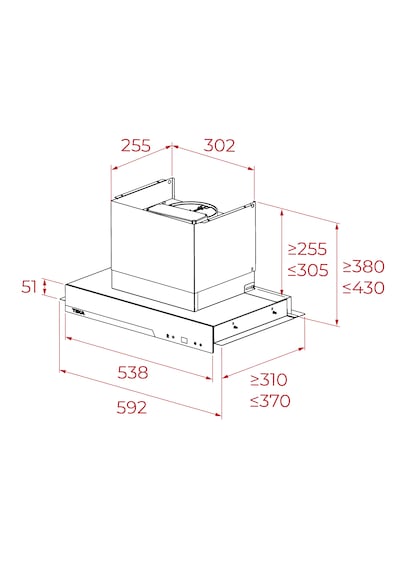 Teka Integra GFI 67350 EOS IX 60 Cm A+ 746 M³/SA Turbo Emiş Güçlü Dokunmatik Gömme Aspiratör Inox - Siyah
