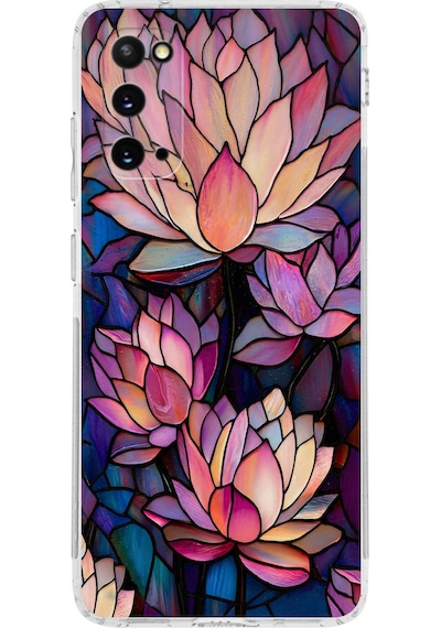 Printify Samsung Galaxy S20 İle Uyumlu Vitray Sessiz Lotus Tasarımlı Şeffaf Silikon Kılıf Şeffaf