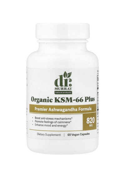 Dr. Murray's, Organic Ksm-66 As-hw-aga-ndha Plus, 60 Vegan Capsules