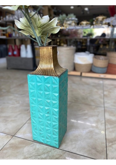 Metal Yeşil Vazo 60 18 Cm