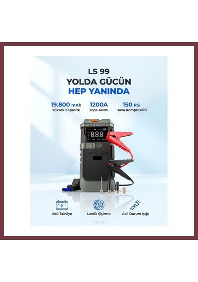Storeşahin Nsun T-life Jump Starter 19800 Mah Akü Takviyeli Hava Kompresörü Lensun Ls 99 Shn0720