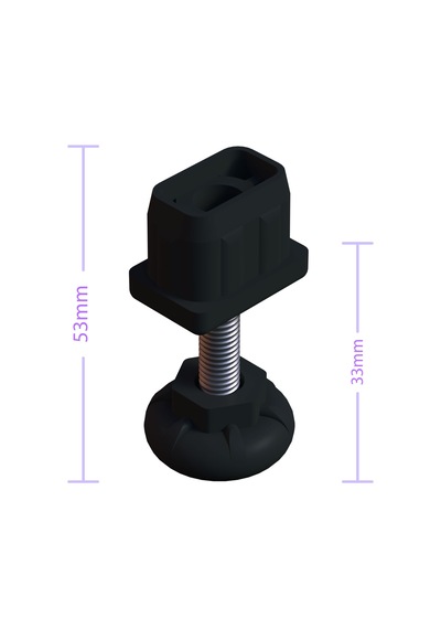 Cateksss 20x30 Mm Plastik Rotil Ayak - Profil Ayağı Tezgah Ayarlı Ayak Siyah - 22 Li Paket