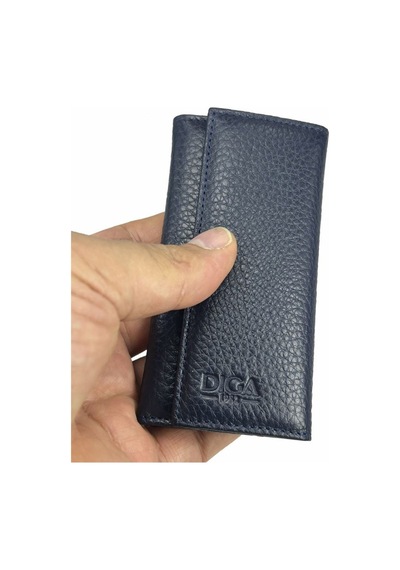 Hakiki Deri Organizer Dikey Anahtarlık Lacivert Bronz