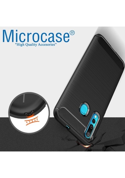 Huawei Nova 4 Brushed Carbon Fiber Silikon + Cam (Seçin) 318233562 - Seçenek / Cam Koruma-Tempered Glass Istiyorum