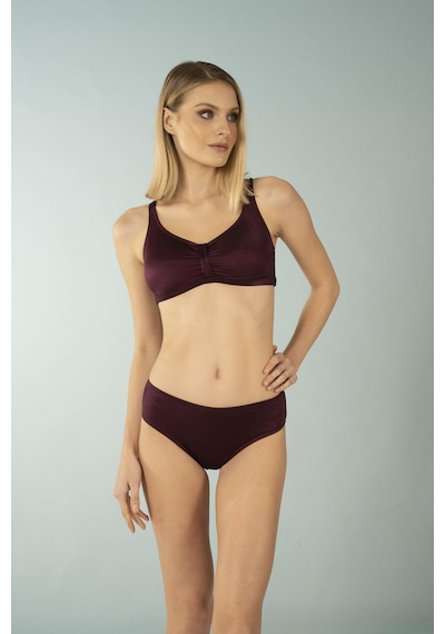Estiva Luplu Toparlayıcı Yüksek Bel Büyük Beden Bikini Takımı - Mürdüm Çok Renkli