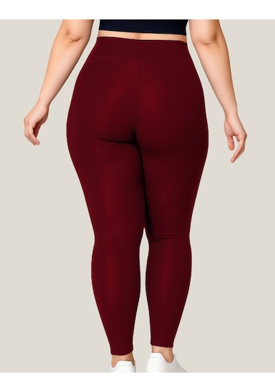 Alya Underwear Büyük Beden Tayt Dalgıç Kumaş Yüksek Bel Bordo