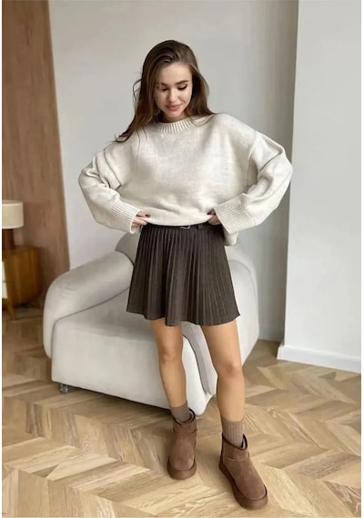 Flex Fashıon Kadın Krem Oversize Triko Kazak - Yumuşak Dokulu Bisiklet Yaka Krm - 730329404 Krm - 730329404 Krm Flex Fashıon Kadın Krem Oversize Triko Kazak - Yumuşak Dokulu Bisiklet Yaka Krm - 730329404 Krm - 730329404 Krm