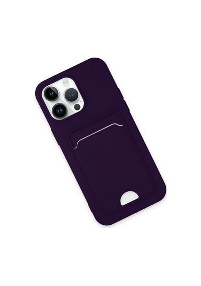 Newface Apple iPhone Uyumlu 14 Pro Max Kılıf Kelvin Kartvizitli Silikon - Semeglbl - 19 Derin Mor